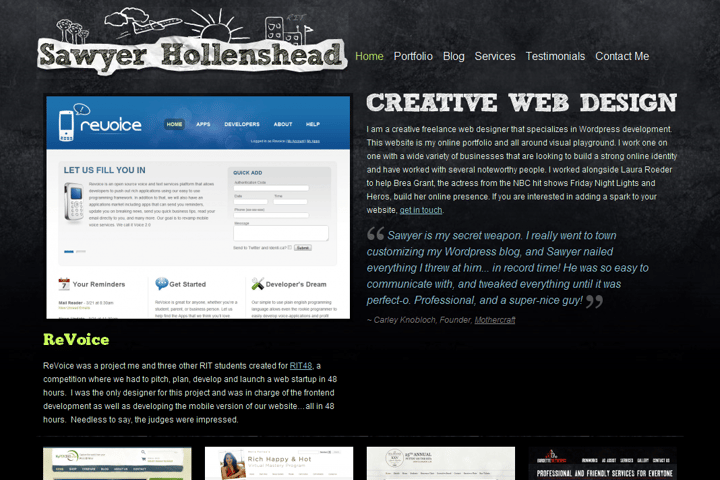 Sawyer Hollenshead website preview